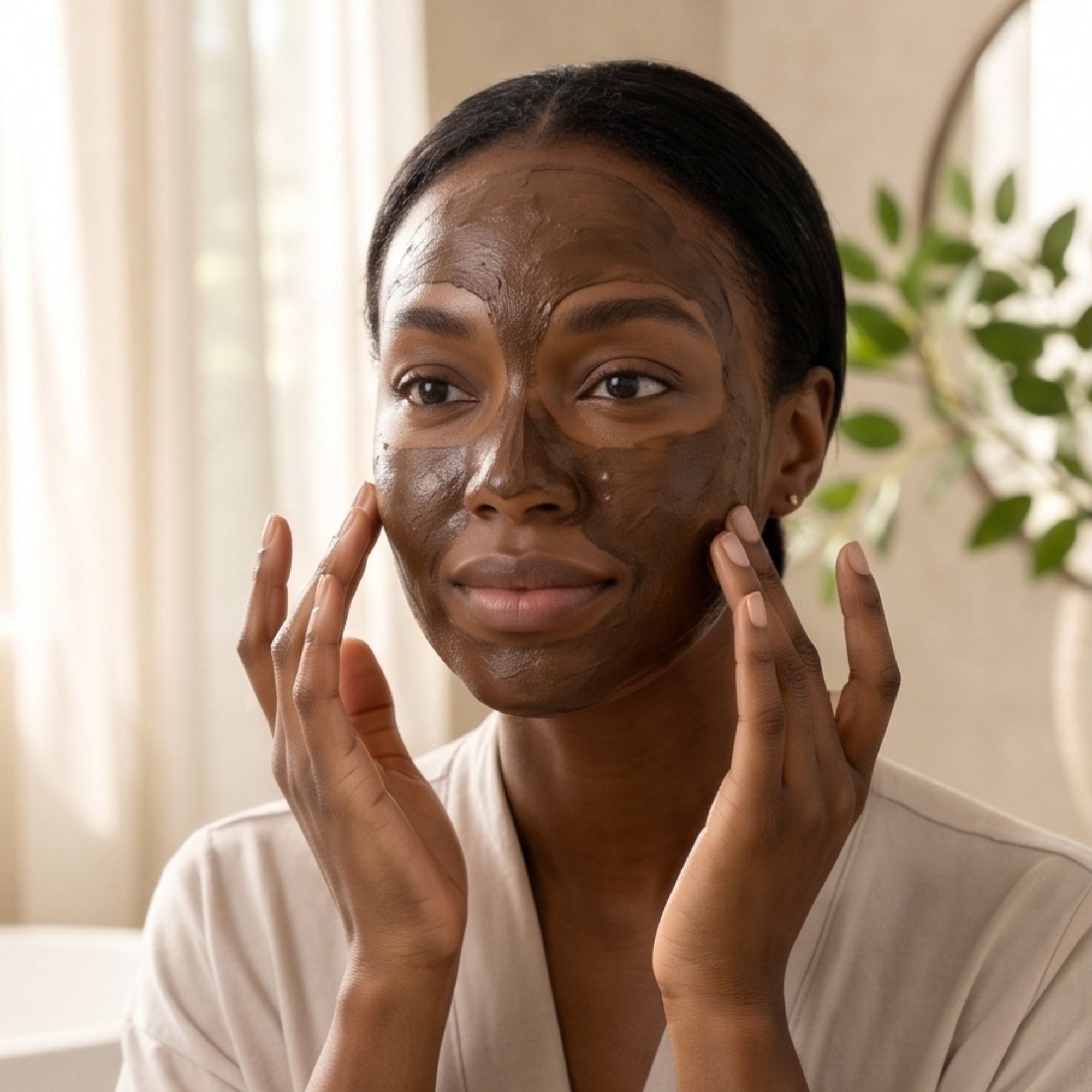 Customer applying a Tepezcohuite facial paste