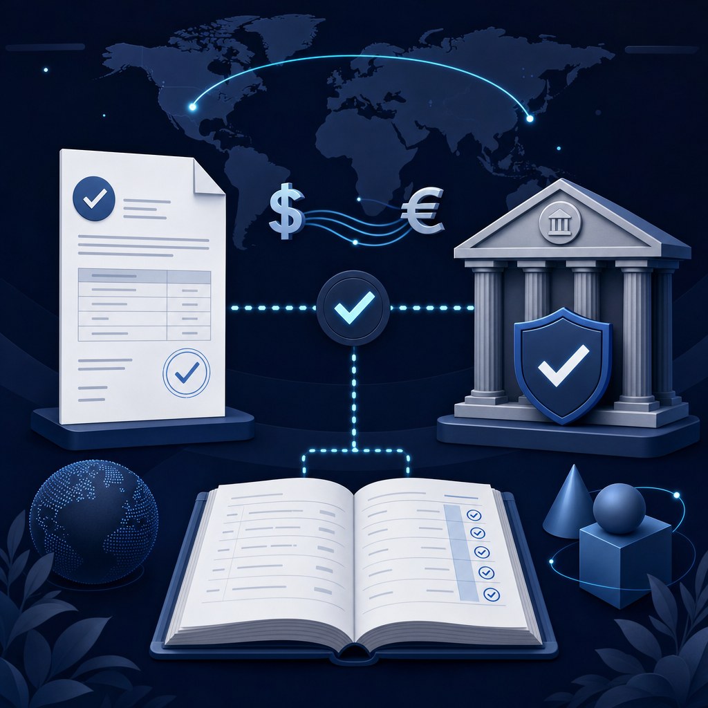 Matched invoice, payment confirmation, and reconciled business records after an international payment