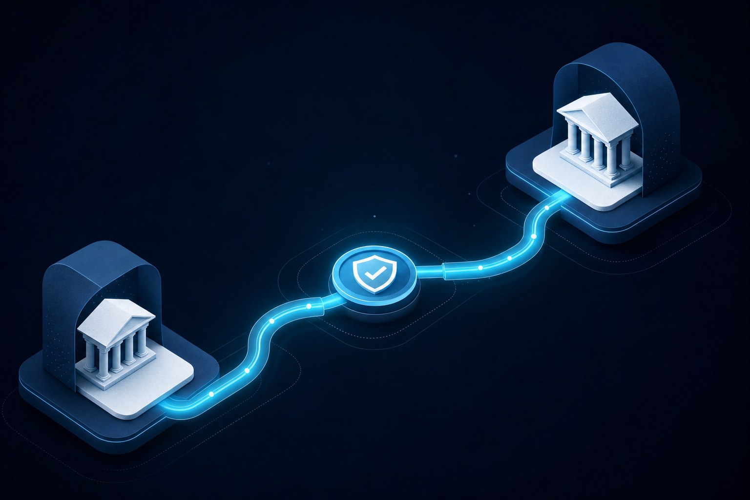 Abstract visualisation of a secure Direct Debit payment flow