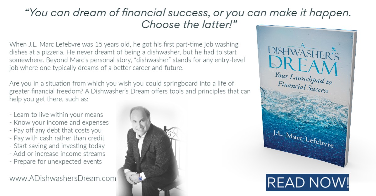 A Dishwasher’s Dream book with a message about financial success