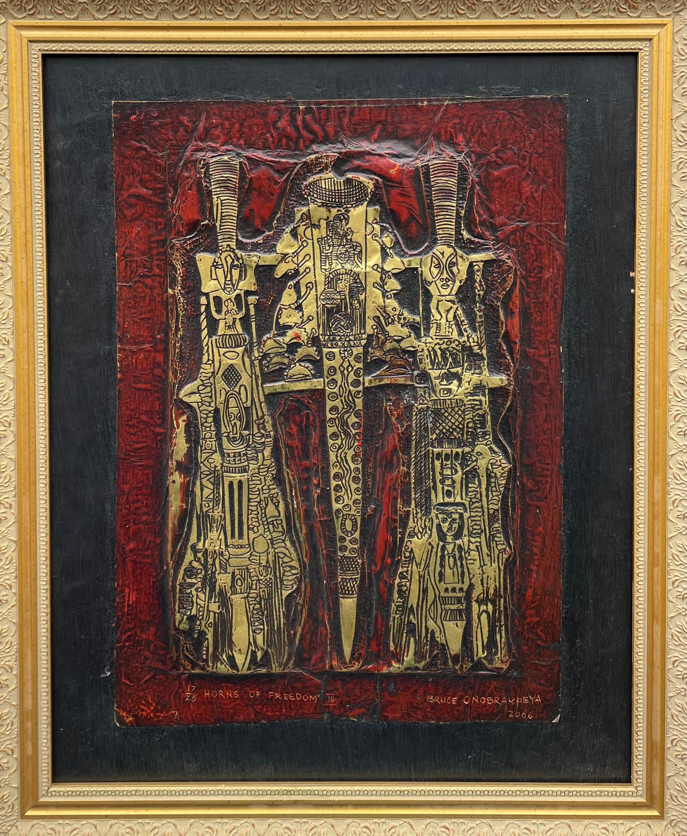 SOLD “Horns of Freedom” Prof Bruce Onobrakpeya