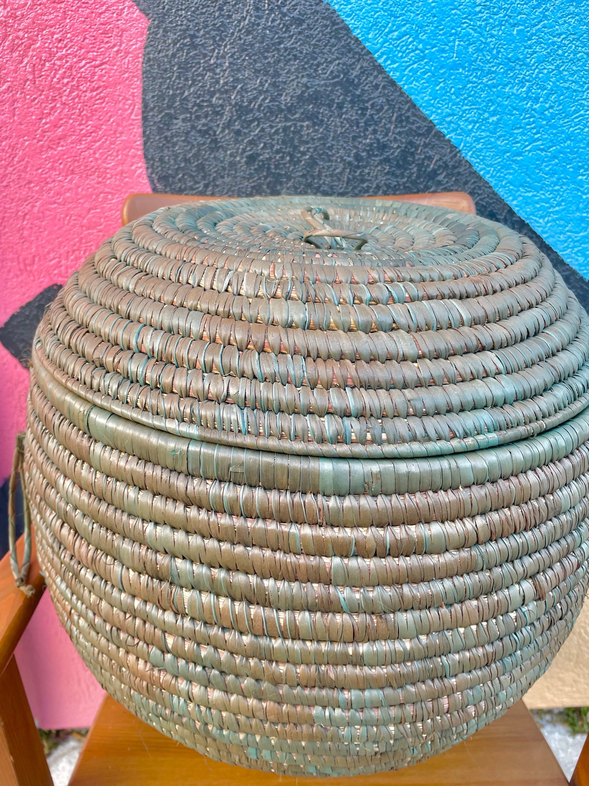 SOLD Large Woven Basket Verde