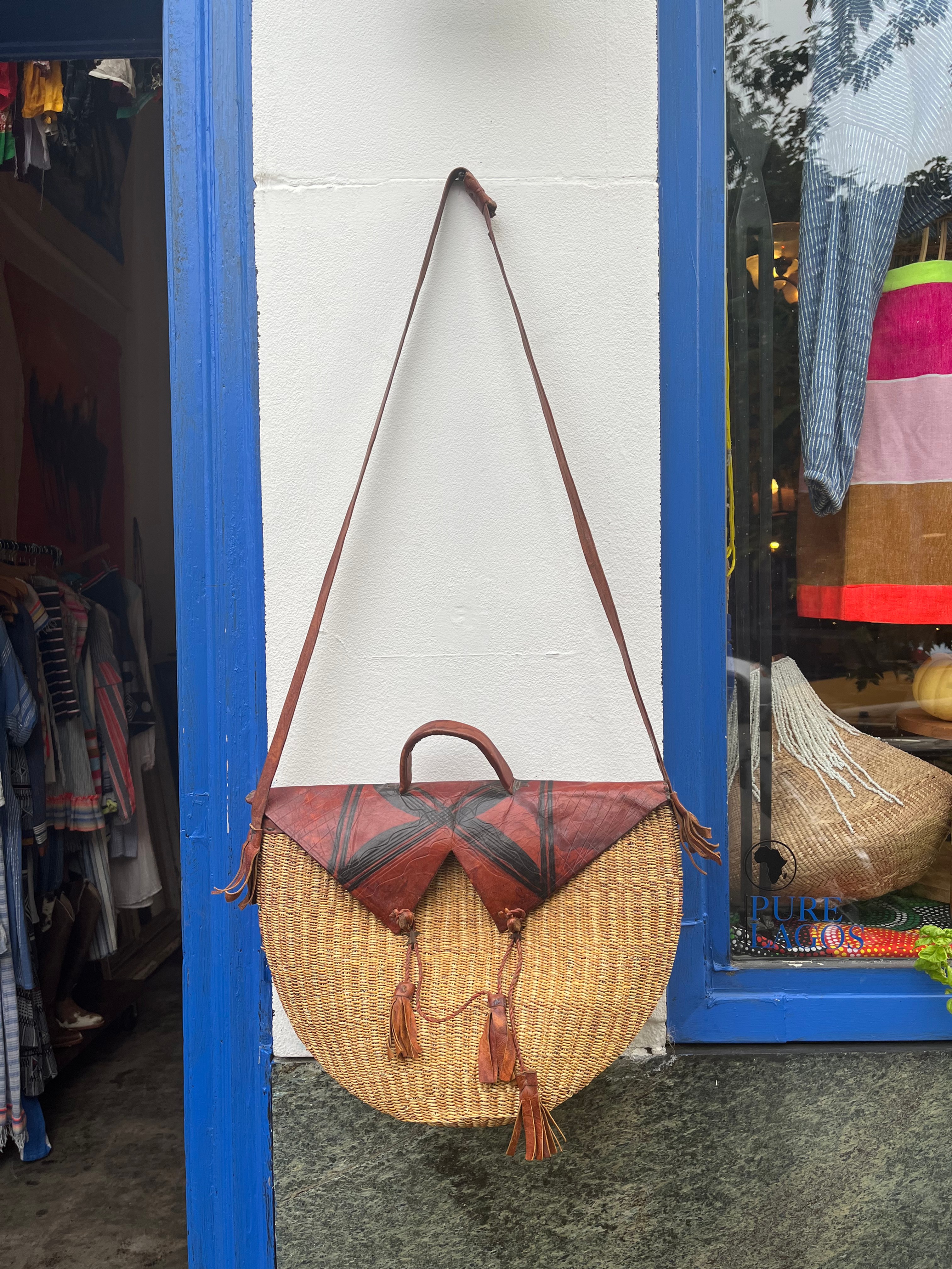 Leather and Wicker Bag - SOLD
