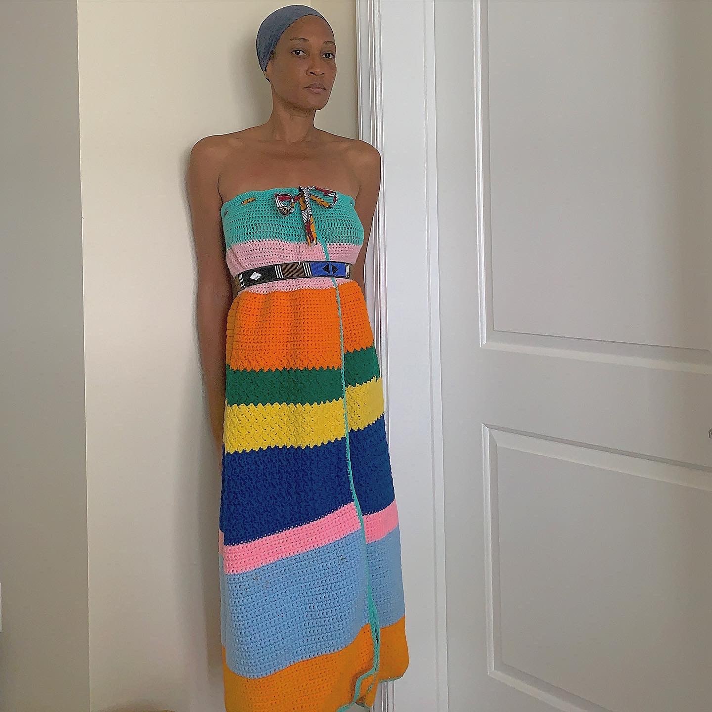 SOLD Rainbow Crochet Dress