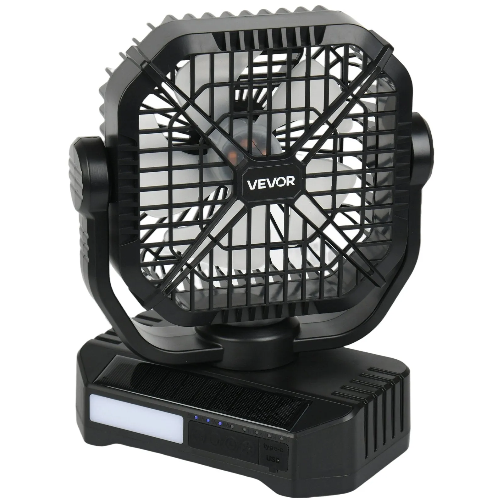 VEVOR: 8” 7W Solar Powered Fan with Panel(10400mAh)& LED Lantern