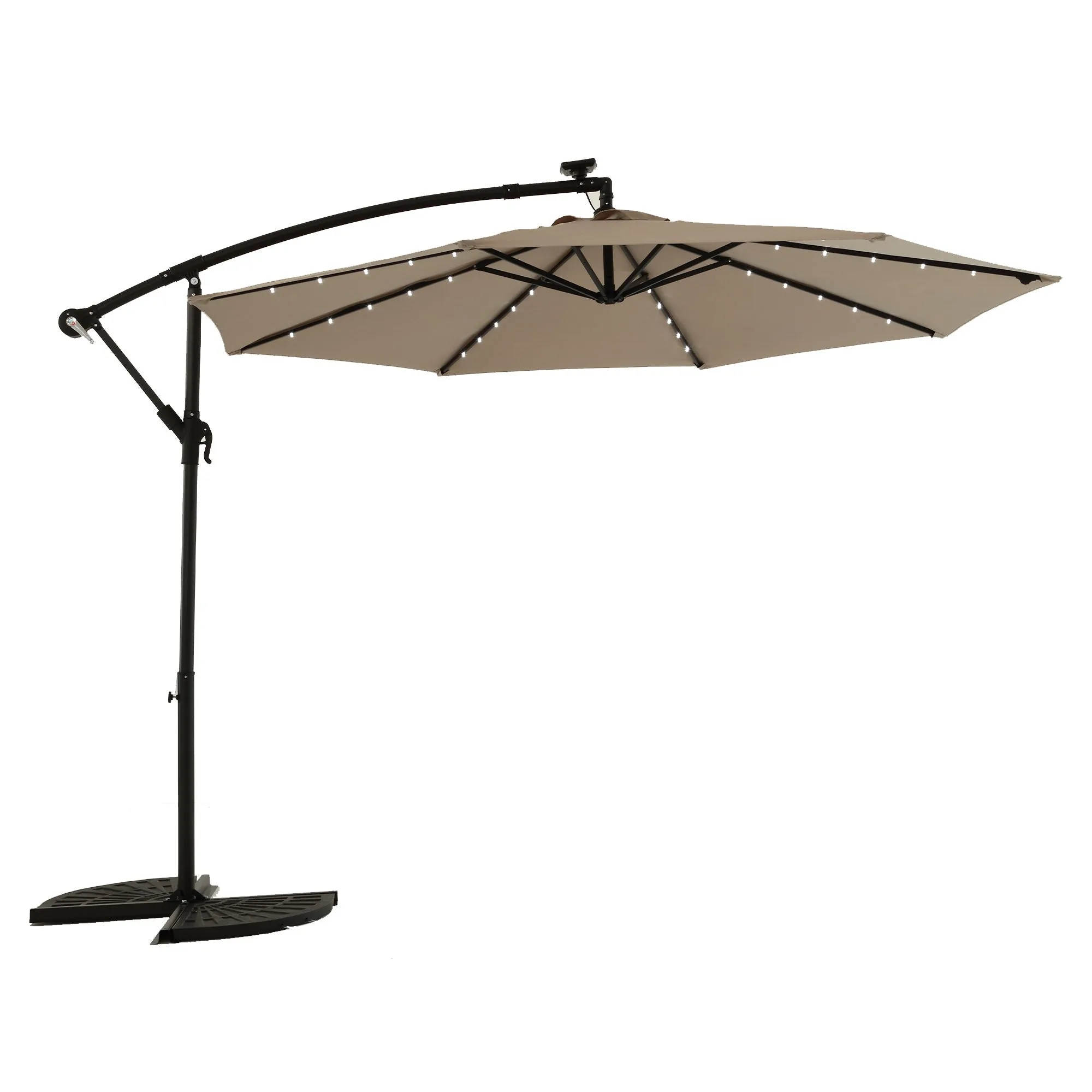 Outsunny: 10ft Solar Powered Offset Hanging Patio Umbrella with 40 Built-in LED Lights No Base)