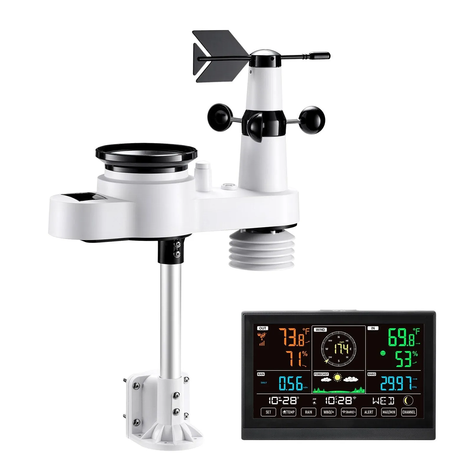 GJB Products: 5-in-1 Wireless Solar Weather Station with 7.5-Inch VA Display