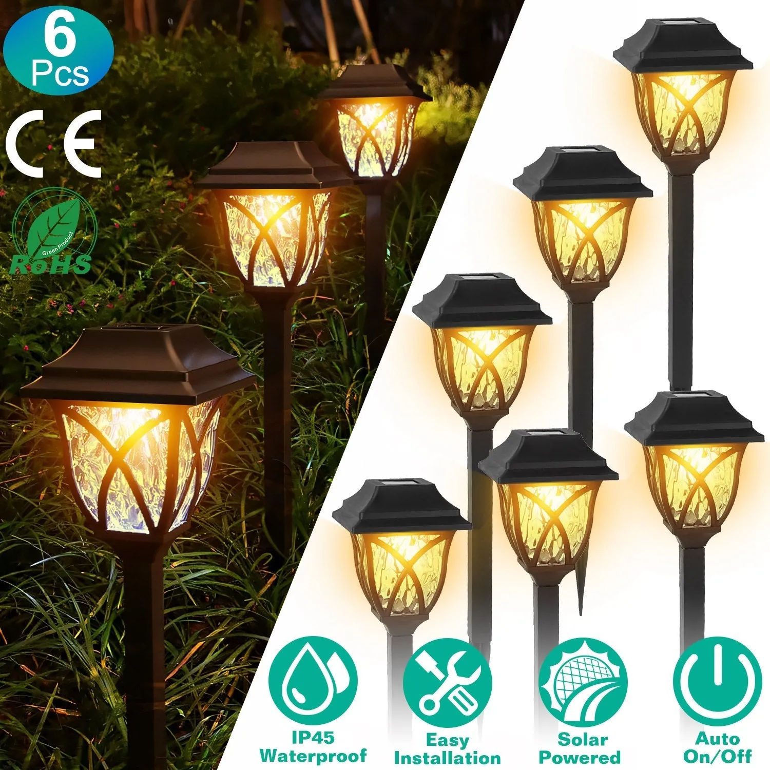 Cubilan: 6Pk DC 2V Solar Powered Decorative Stake Lights