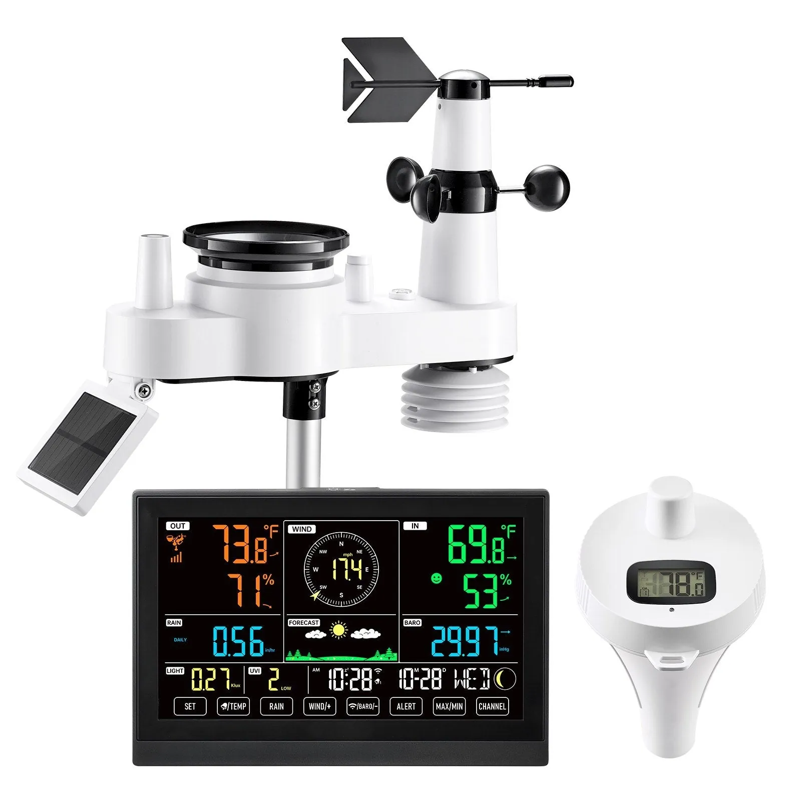 GJB Products: 8-in-1 Solar Powered Weather Forecast Station with Monitor and Sensor