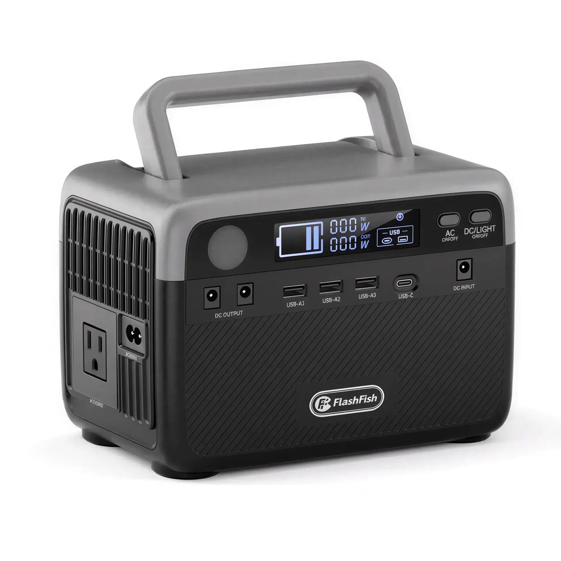 FLASHFISH: Portable Fast Charging Solar Generator/Power Bank with 7 Outputs 230.4Wh (Peak 600W)