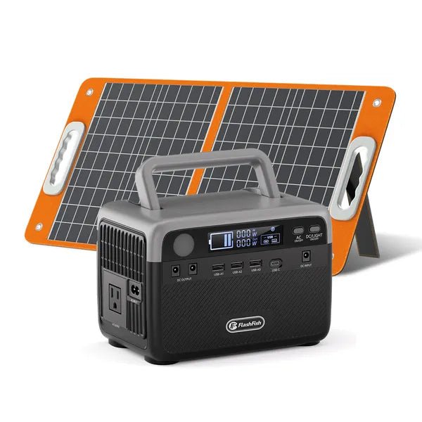 Flashfish: 300W Power Station + 60W Solar Panel 230.4Wh LiFePO4 (Peak 600W) Solar Generator AC Outlets Portable Power Station,Power Bank,