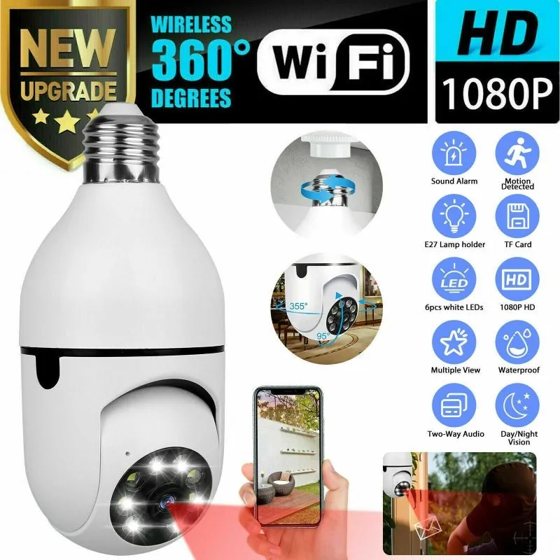 GJB Products: Wireless 360 Degree (E27) Light Bulb Smart Camera 1080P HD