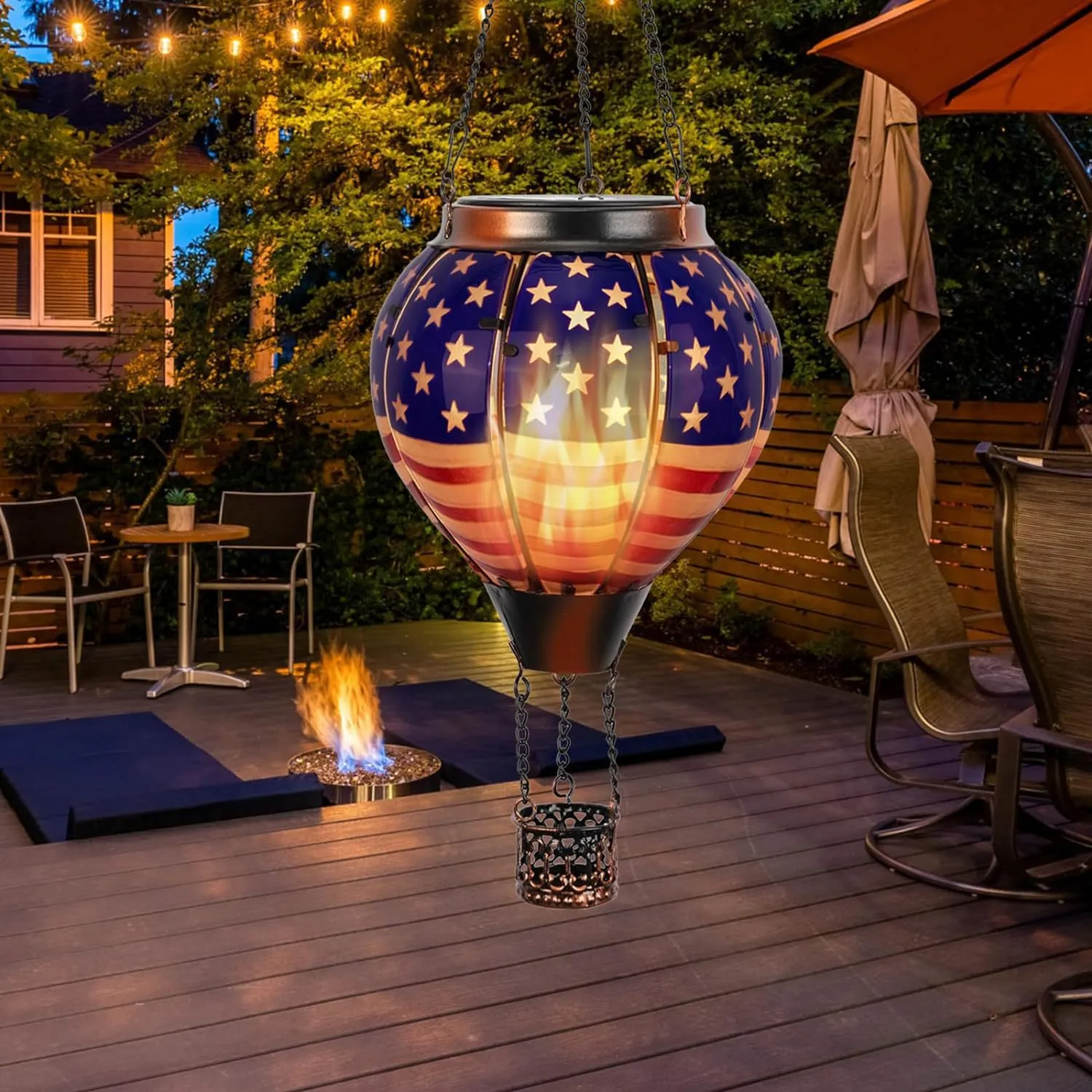GJB Products: 19” Solar “Hot-Air Balloon”Hanging Decorative Lighting