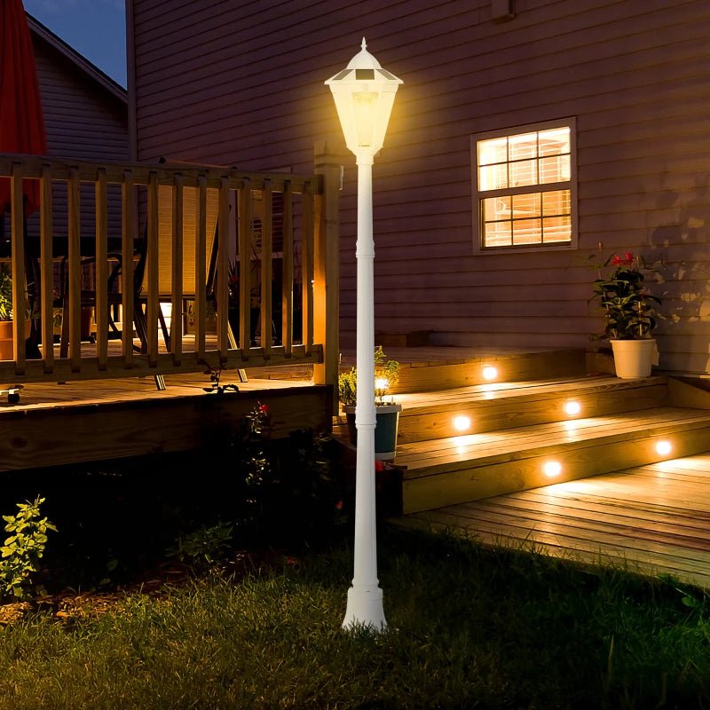 Outsunny: 19th Century 92.5" Solar-Powered Adjustable Outdoor Lamp Post LED(18) Light w/ Clear Glass