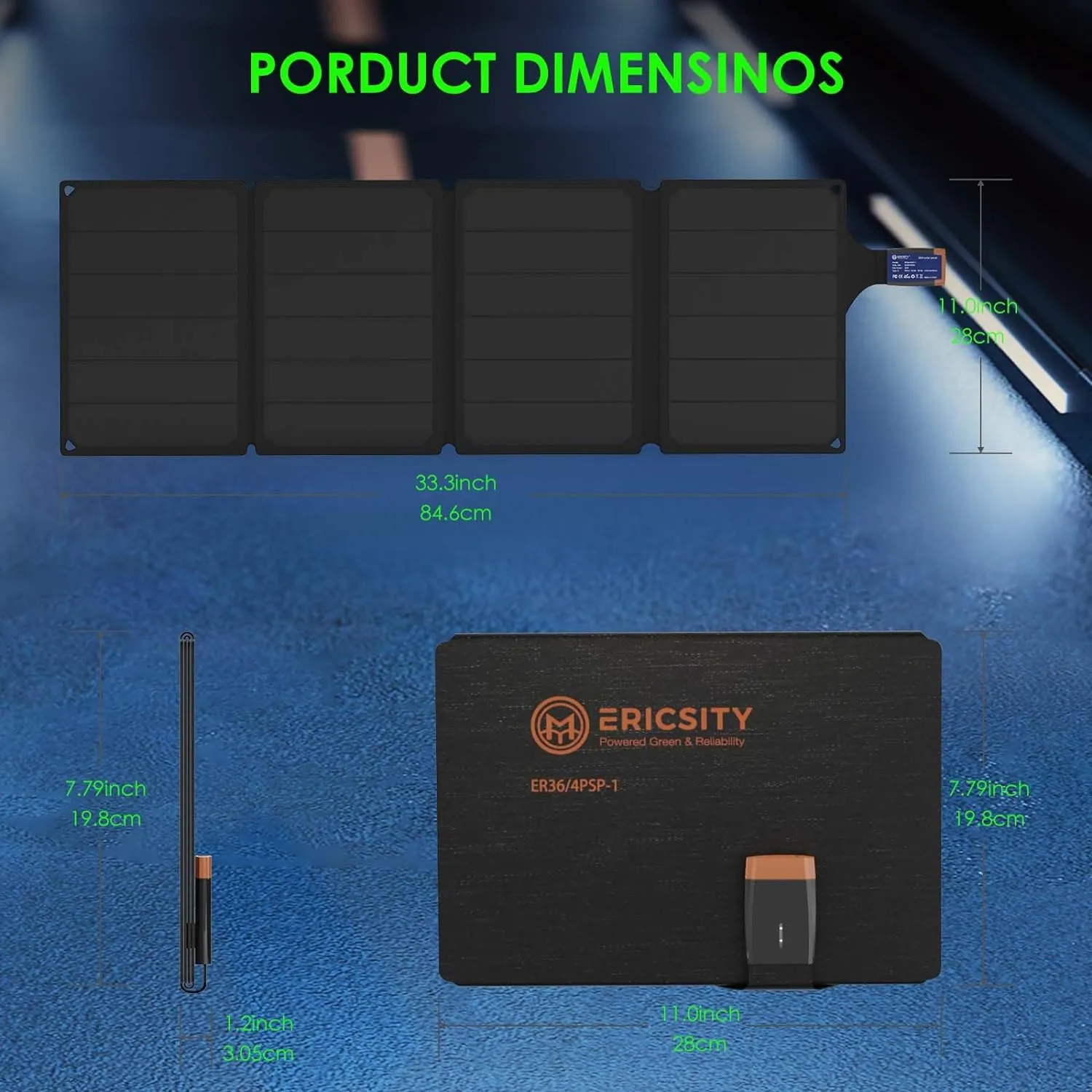 Ericsity: Portable 36W Foldable Solar Panel Charger