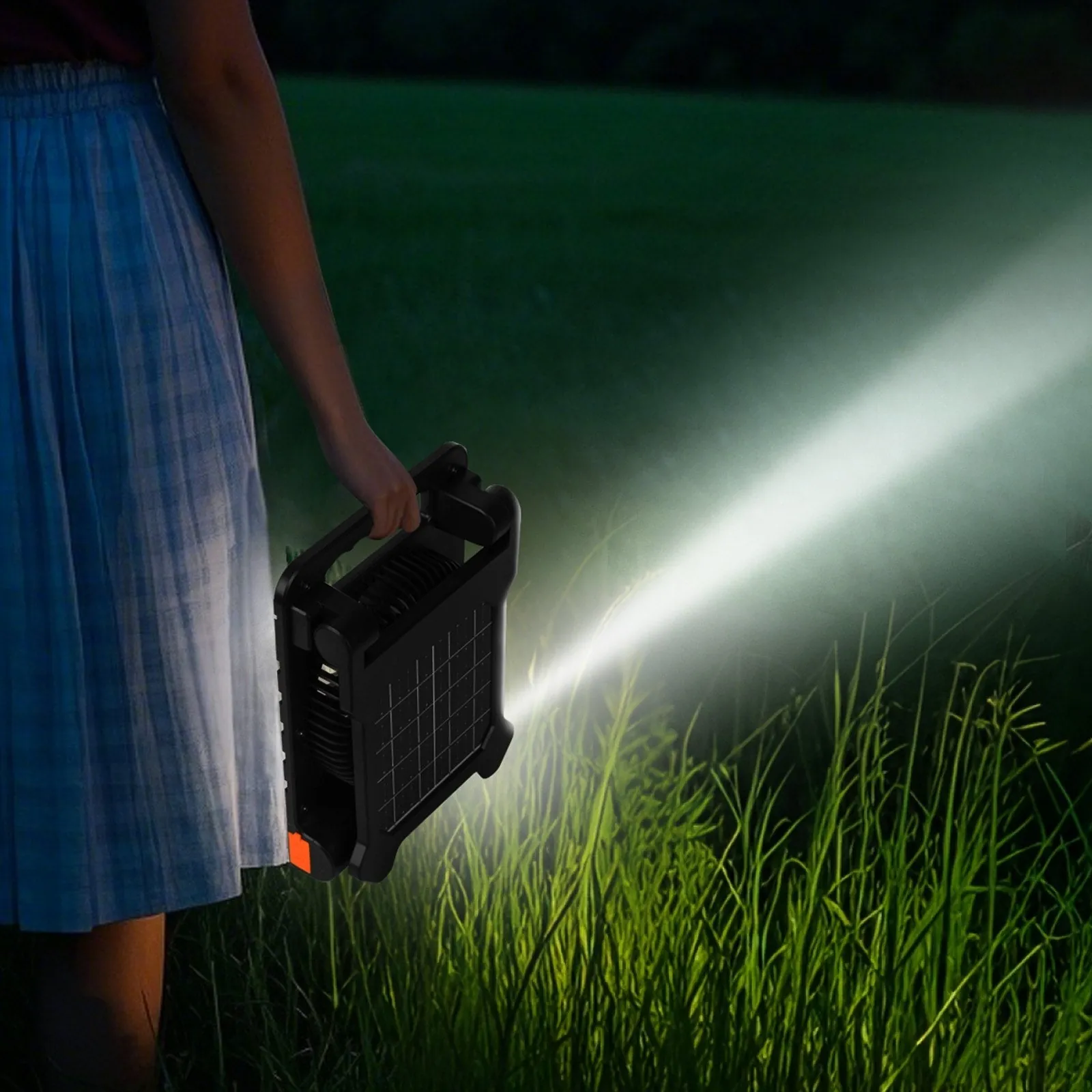 VEVOR: 4W Solar 7” High-Speed Fan with 3-Level LED Lantern and Timer