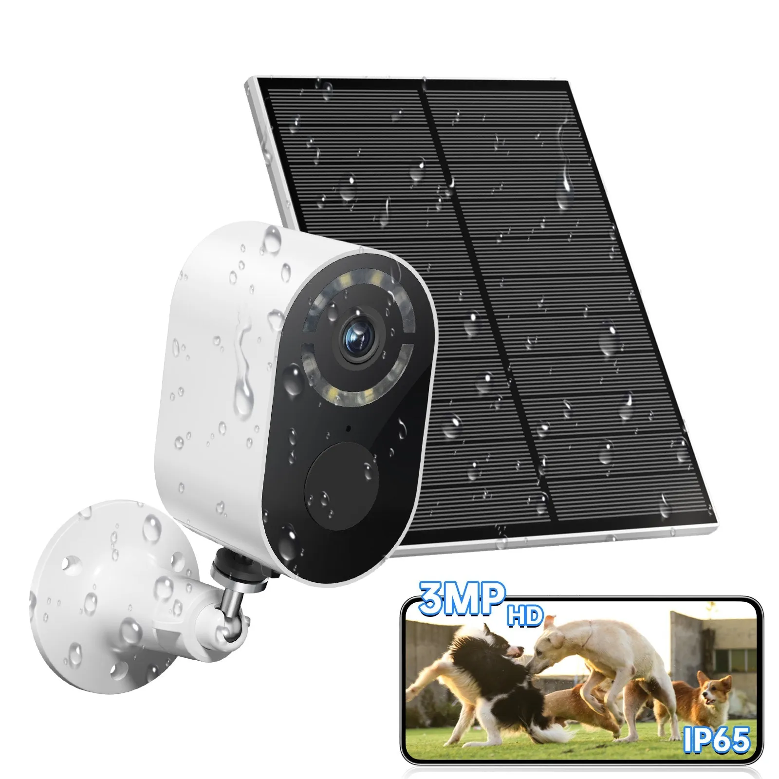 WESECUU: WiFi or Bluetooth Wireless Solar Powered Security with Motion Detection HD Camera CCTV with 1.6W Solar Panel
