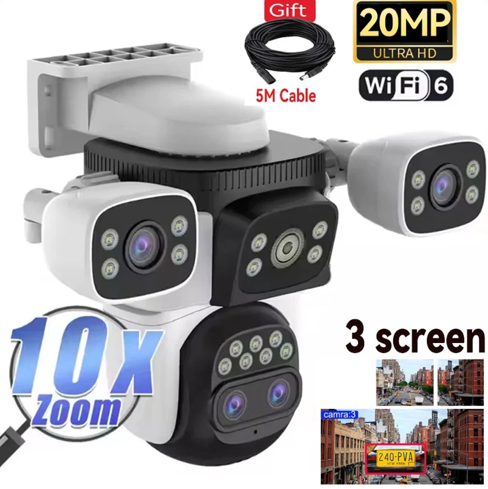 DIFANG: Surveillance WiFi Camera 4 Lens 10X Zoom 360° Rotation w/Auto Tracking