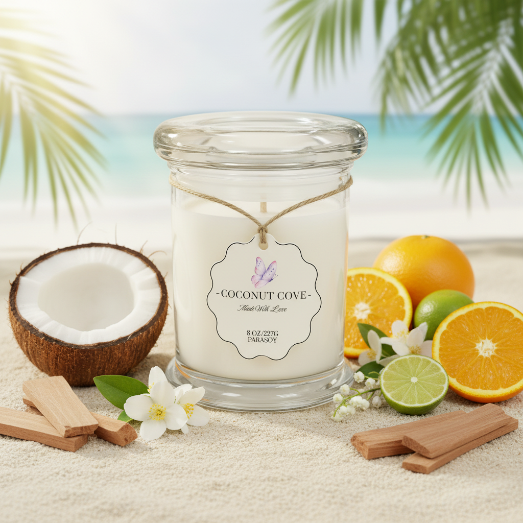 Coconut Cove hand-poured candle by Flickity Wick Candles