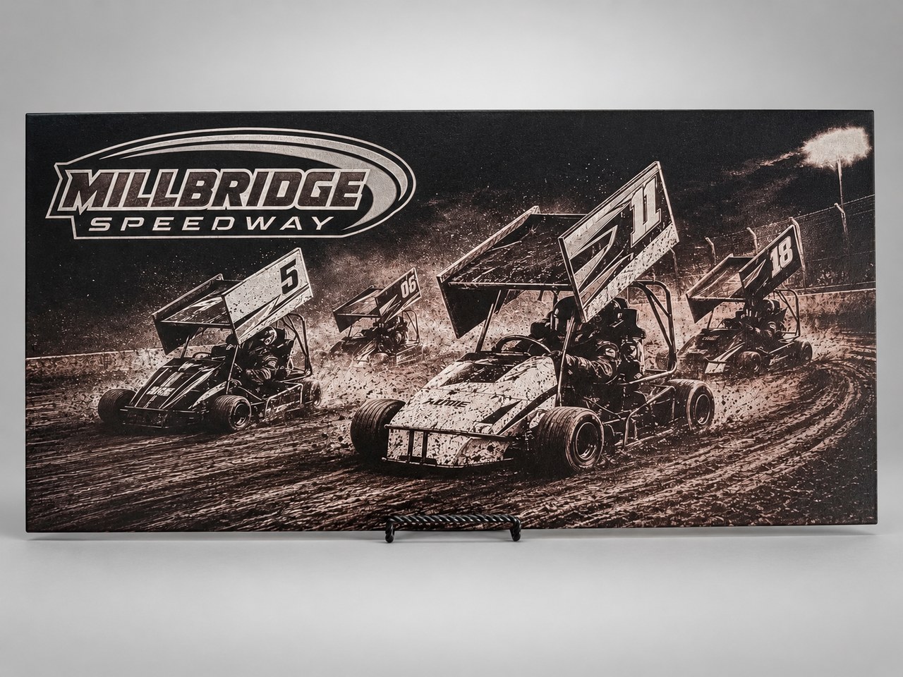 Custom Millbridge Speedway racing engraving