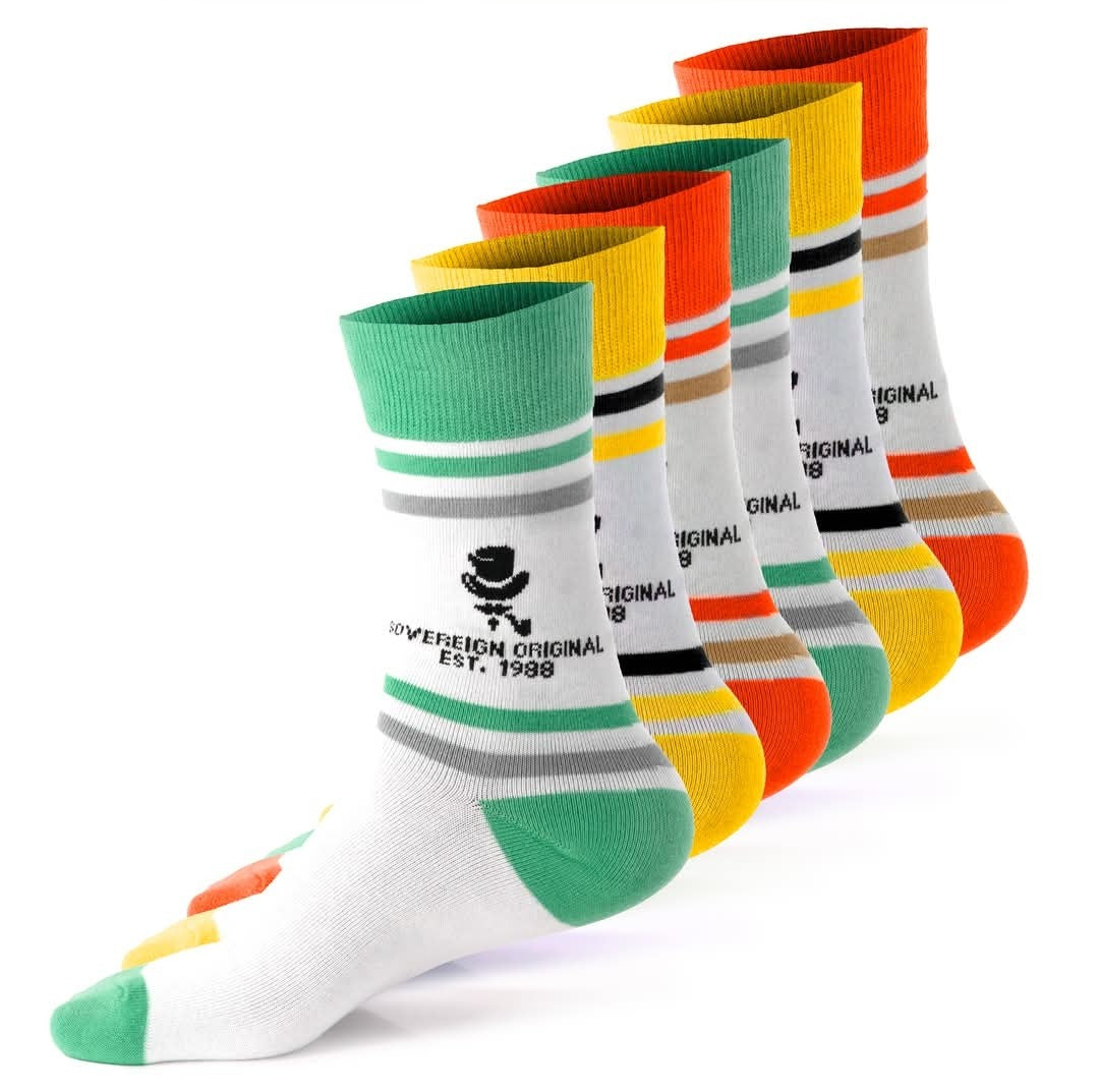 Sovereign Original Summer 3-Pack of colorful striped crew socks