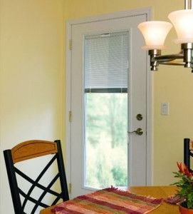Discount fiberglass entry door with built-in blinds