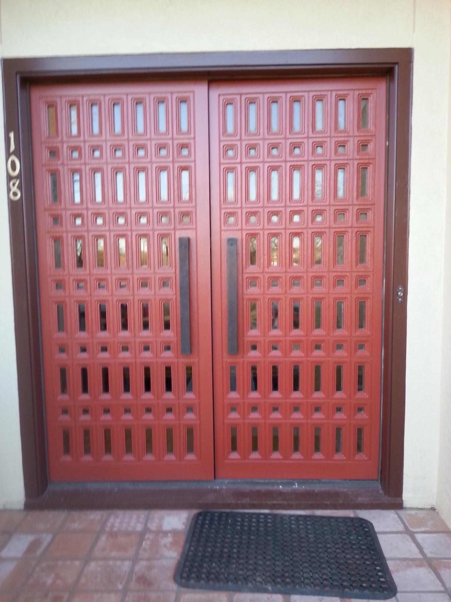 Finished red double entry doors