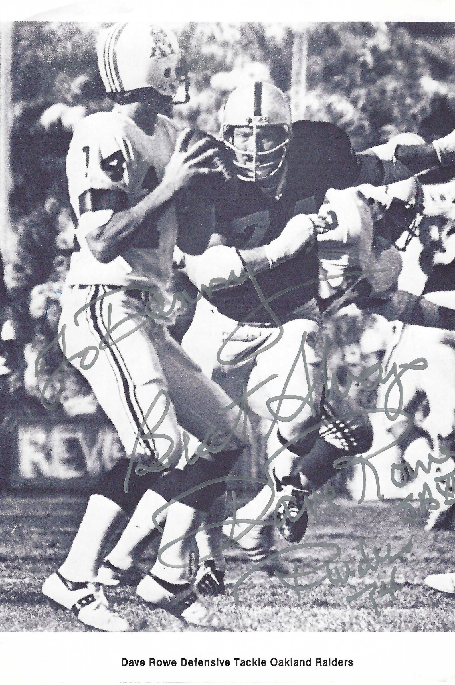 Signed item for Autograph #116 & 117 – Dave Rowe – Oakland Raiders & New Orleans Saints – NFL