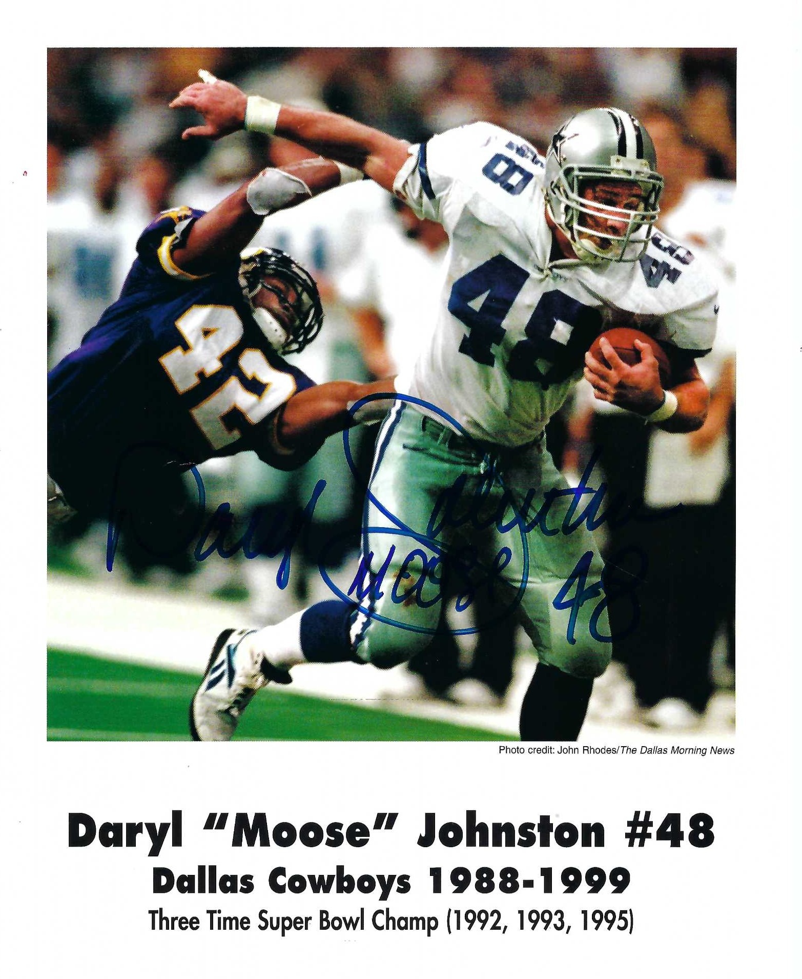 Signed item for Autograph #212 – Daryl “Moose” Johnston – Dallas Cowboys – NFL