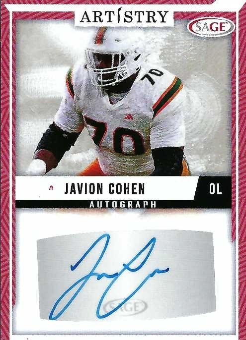 Signed item for Autograph #224 – Javion Cohen – University of Miami – NCAA