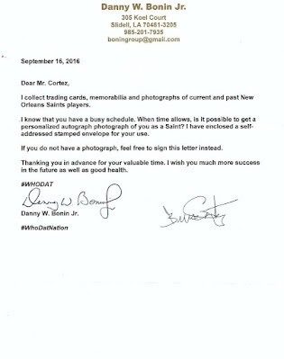 Signed item for Autograph #27 – Bruce Cortez – New Orleans Saints – NFL