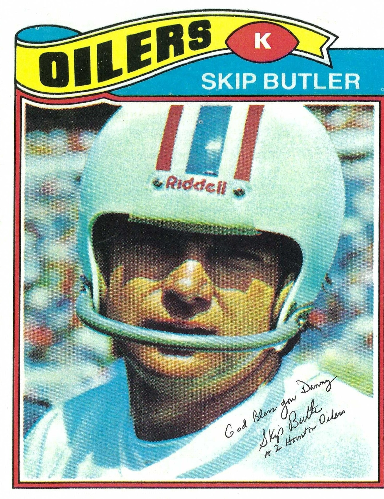 Signed item for Autograph #280 – Skip Butler – Houston Oilers – NFL