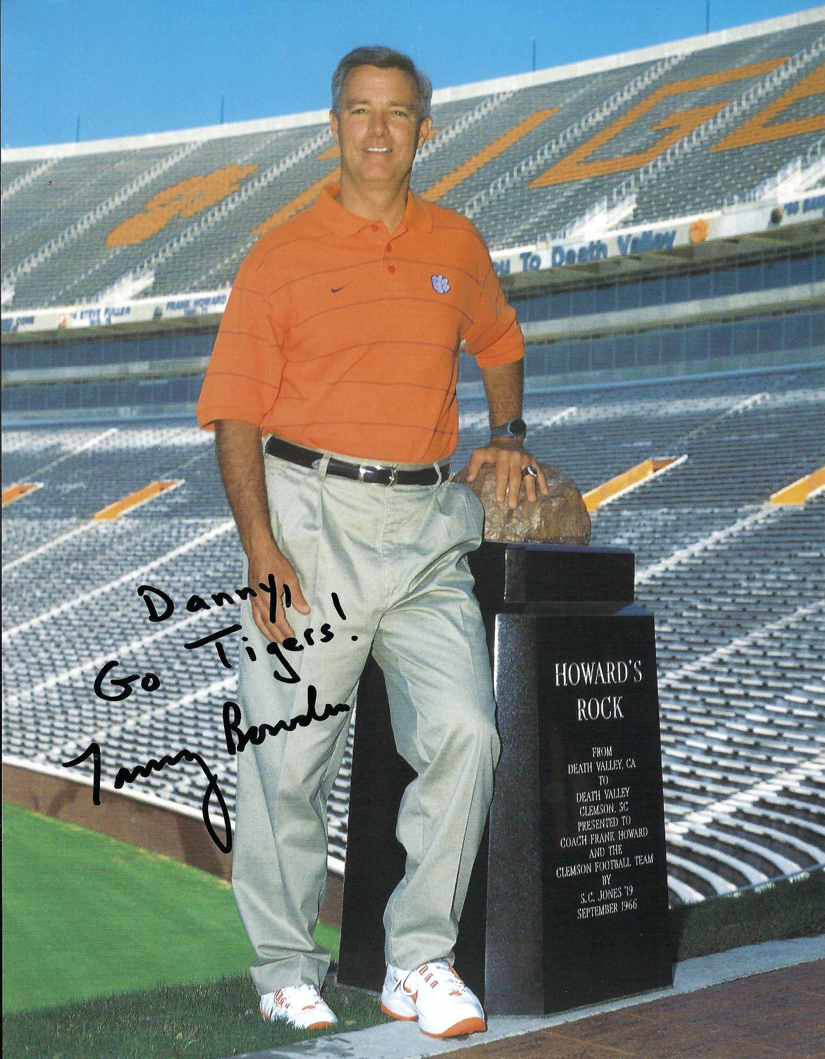 Signed item for Autograph #282 – Tommy Bowden – Clemson University – NCAA