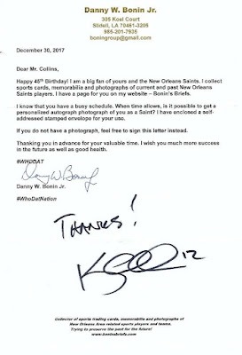 Signed item for Autograph #29 – Kerry Collins – New Orleans Saints – NFL