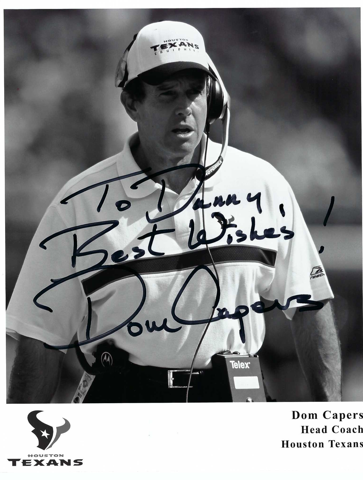 Signed item for Autograph #299 – Dom Capers – Houston Texans – NFL