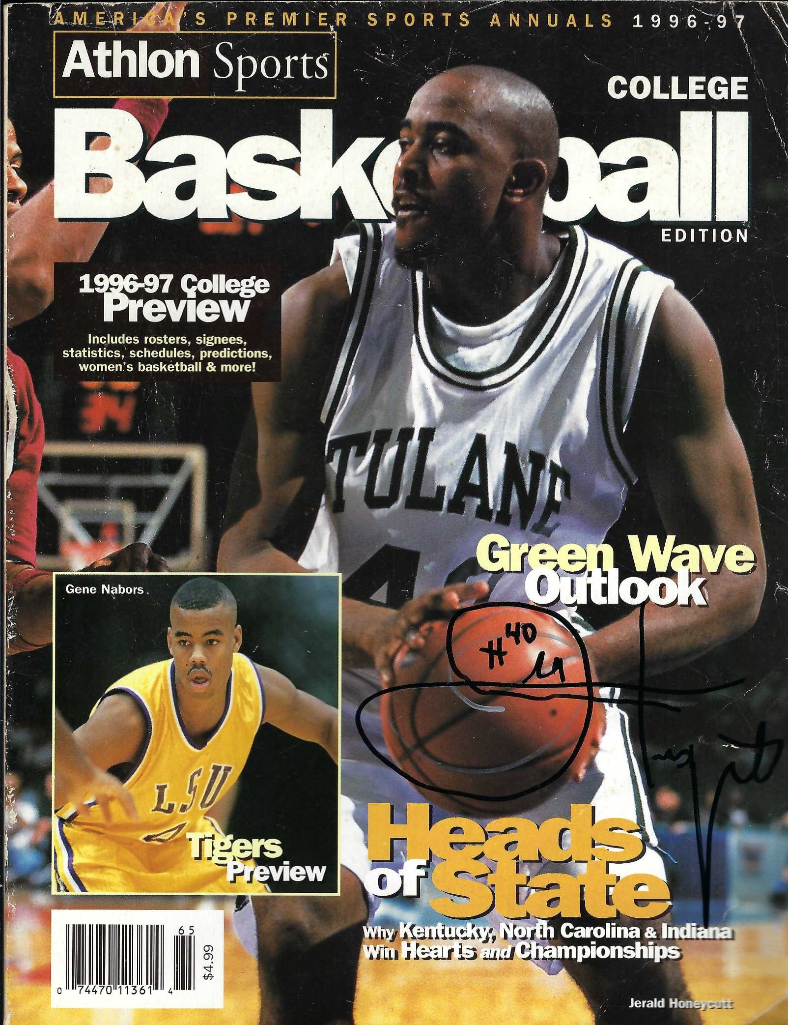 Signed item for Autograph #320 – Jerald Honeycutt – Tulane University – NCAA