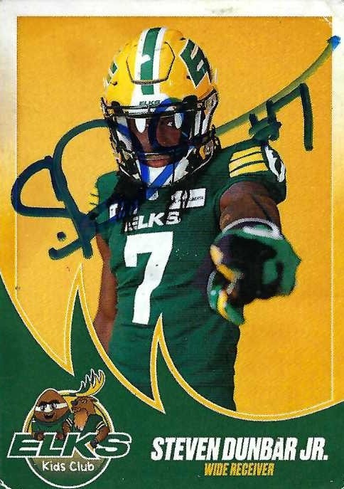 Signed item for Autograph #337 – Steven Dunbar, Jr. – Edmonton Elks – CFL