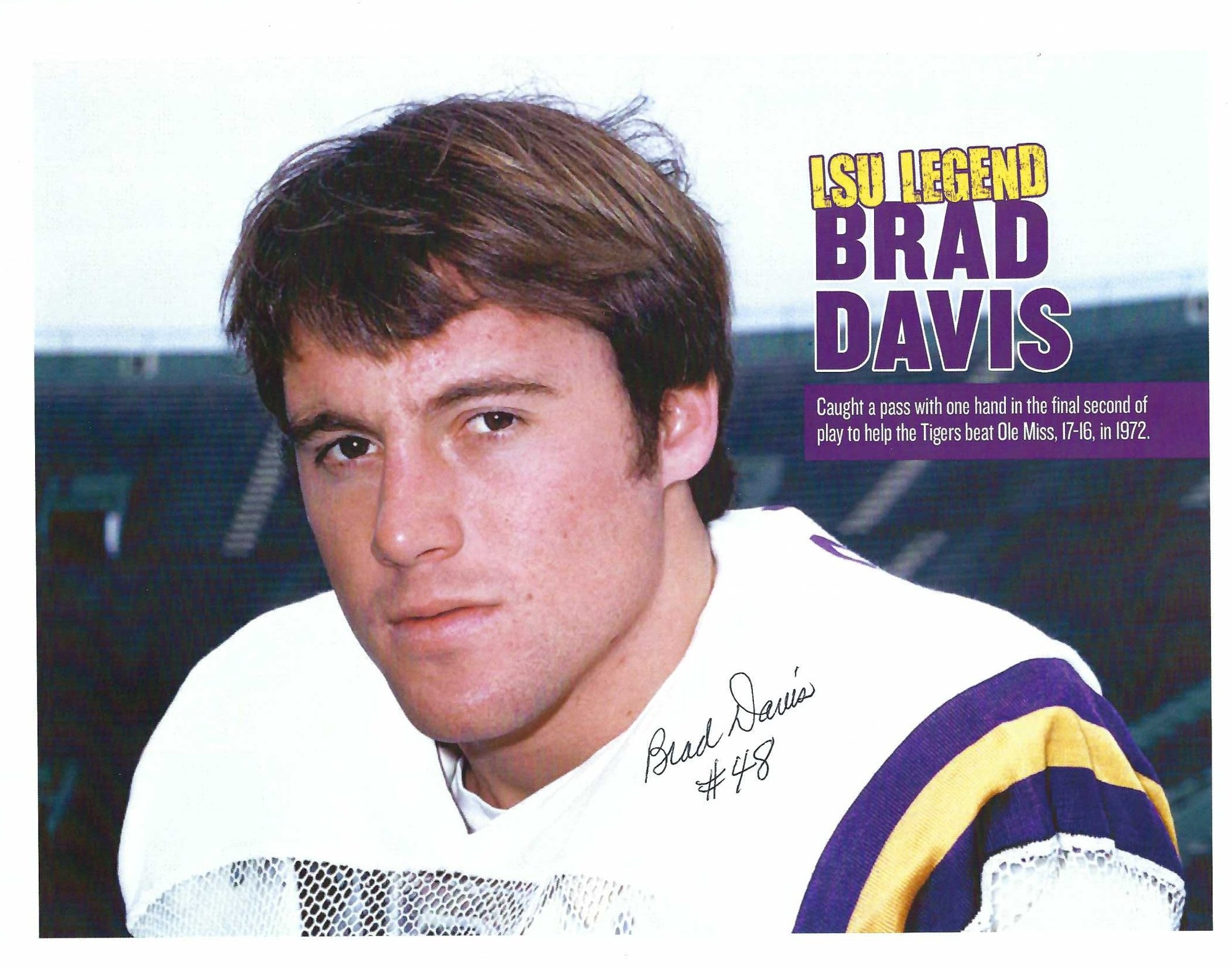 Signed item for Autograph #341 – Brad Davis – Louisiana State University – NCAA