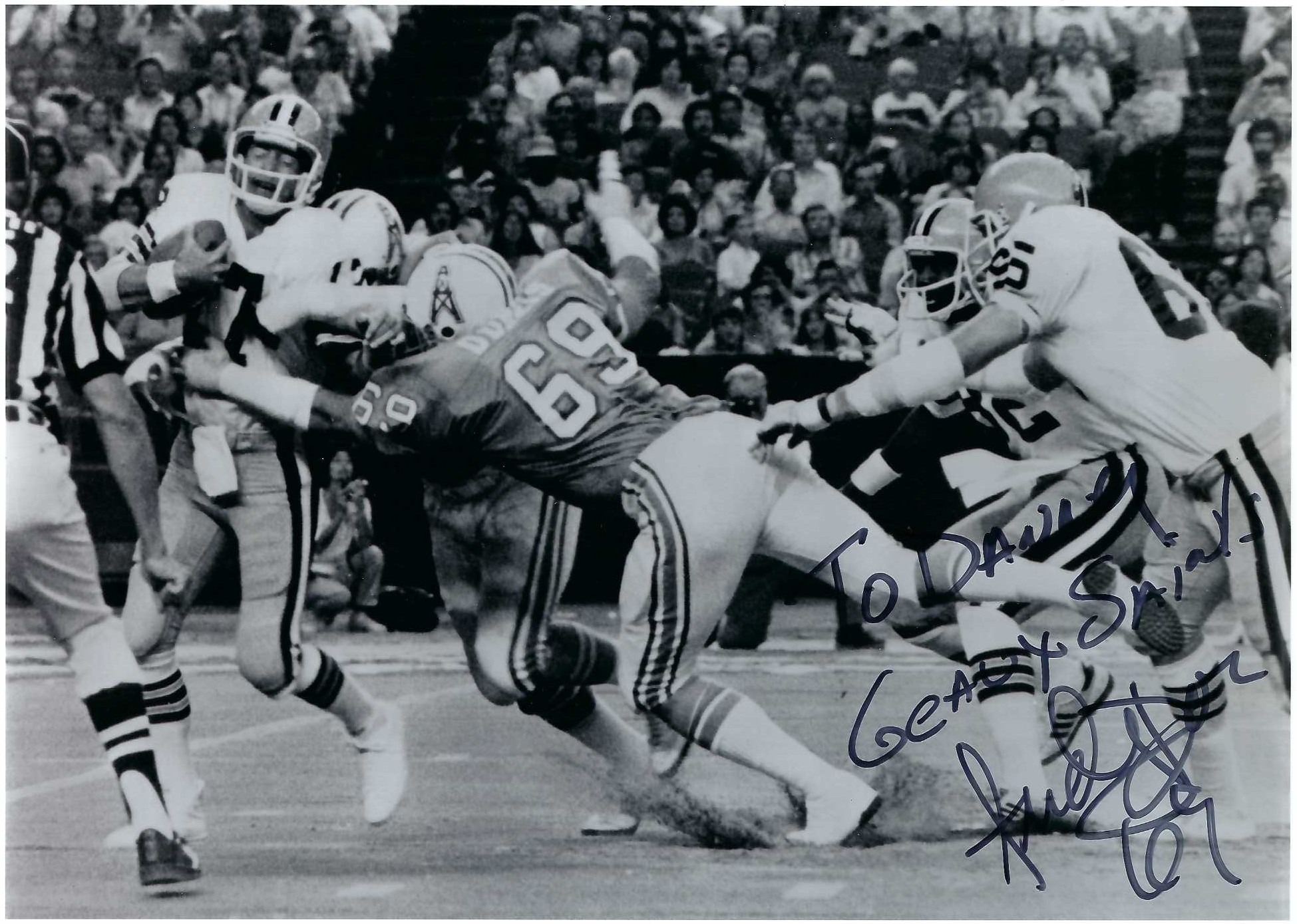 Signed item for Autograph #354 – Andy Dorris – Houston Oilers – NFL