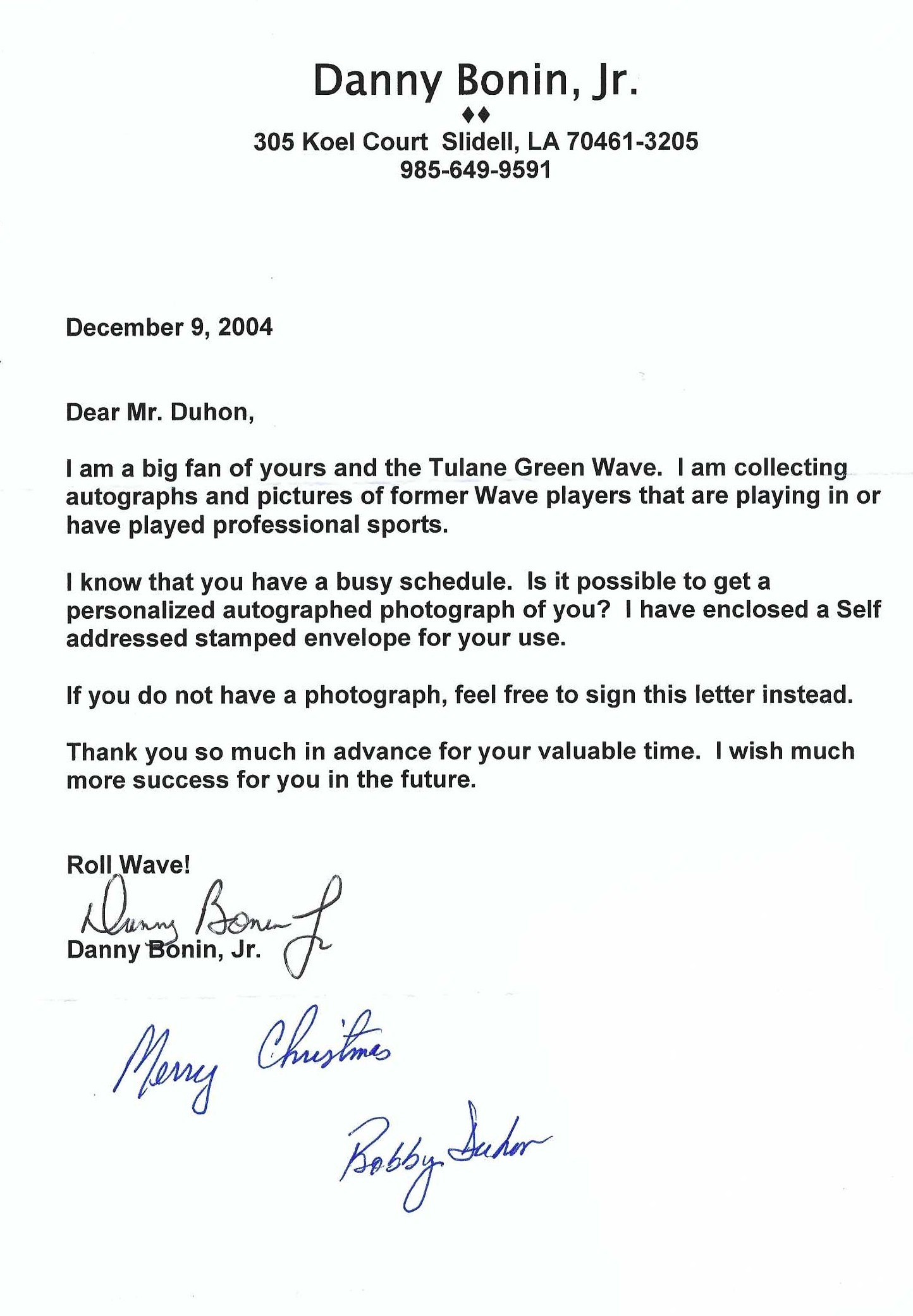 Signed item for Autograph #359 – Bobby Duhon – New York Giants – NFL