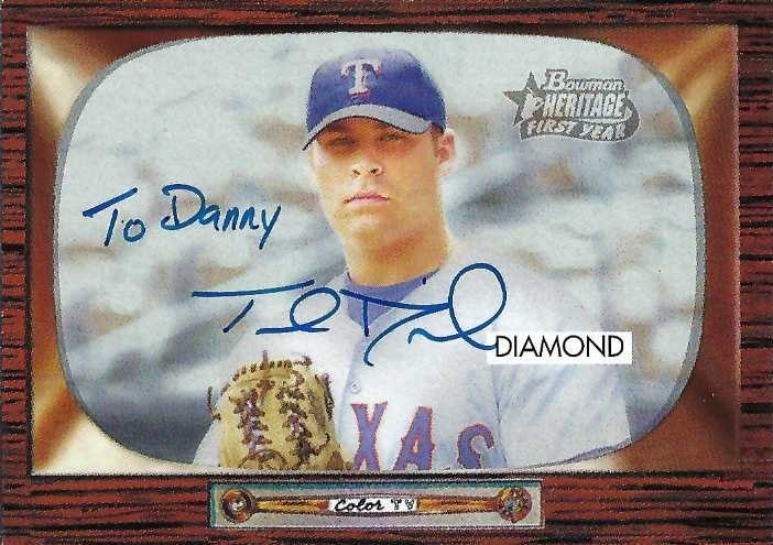 Signed item for Autograph #370 – Thomas Diamond – Texas Rangers – MLB