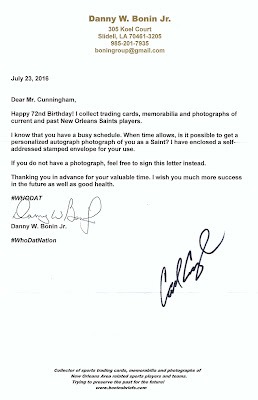 Signed item for Autograph #60 – Carl Cunningham – New Orleans Saints – NFL