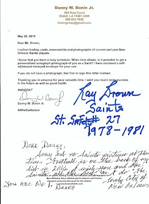Signed item for Autograph #64 – Ray Brown – New Orleans Saints – NFL