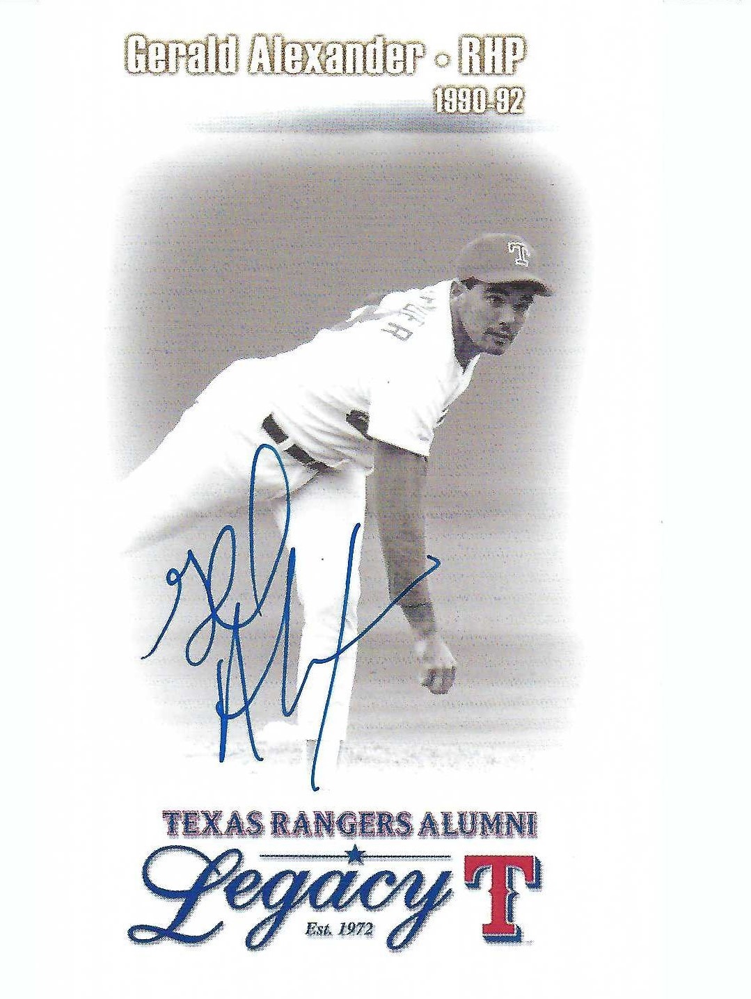 Signed item for Autograph #87 – Gerald Alexander – Texas Rangers – MLB