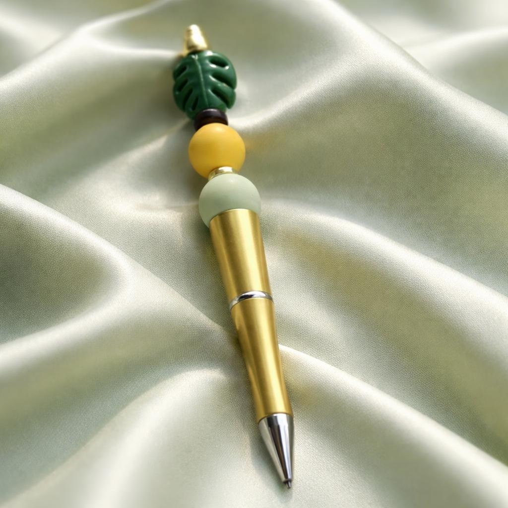 Beaded Pen, Jamaica Tropical and Wood Pen, Custom Made, view 4