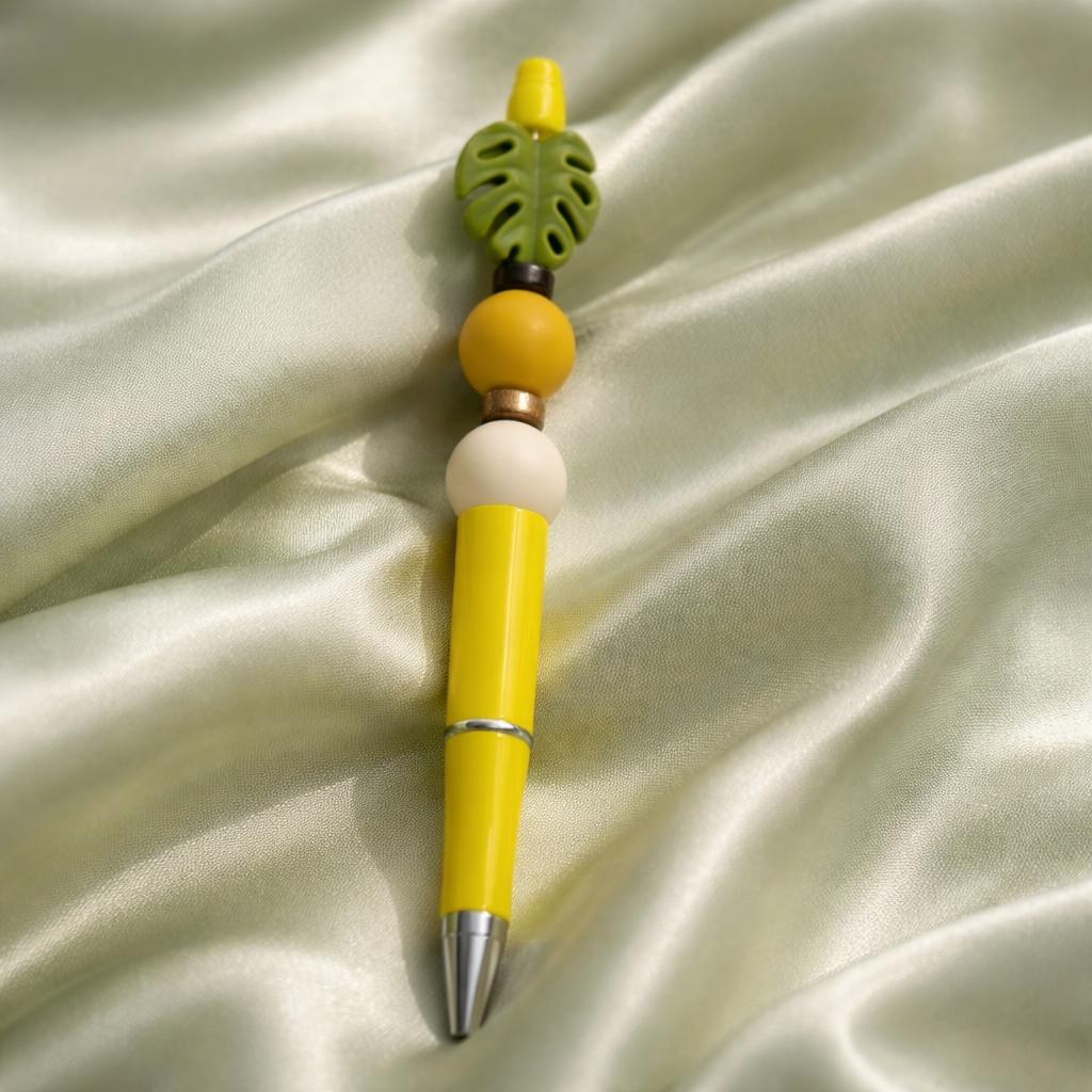 Beaded Pen, Jamaica Tropical and Wood Pen, Custom Made, view 5