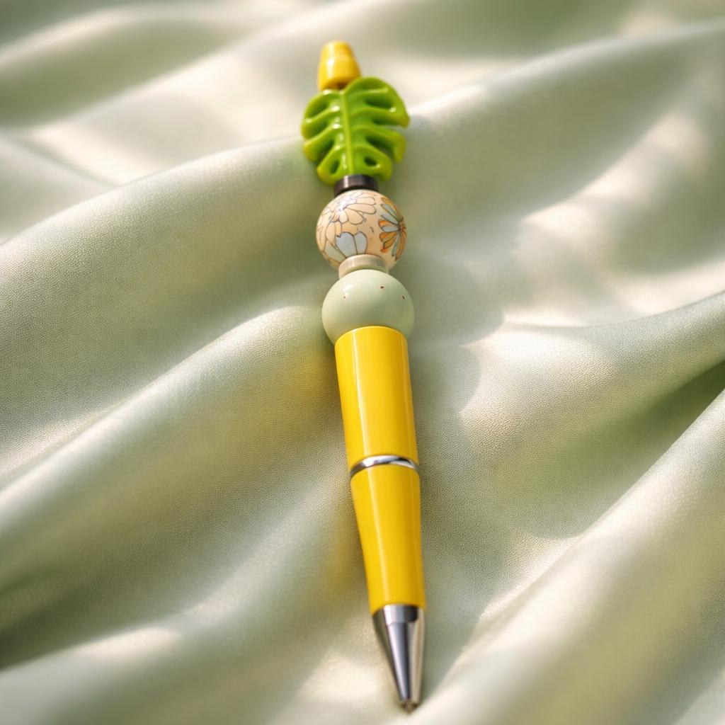 Beaded Pen, Jamaica Tropical and Wood Pen, Custom Made, view 7