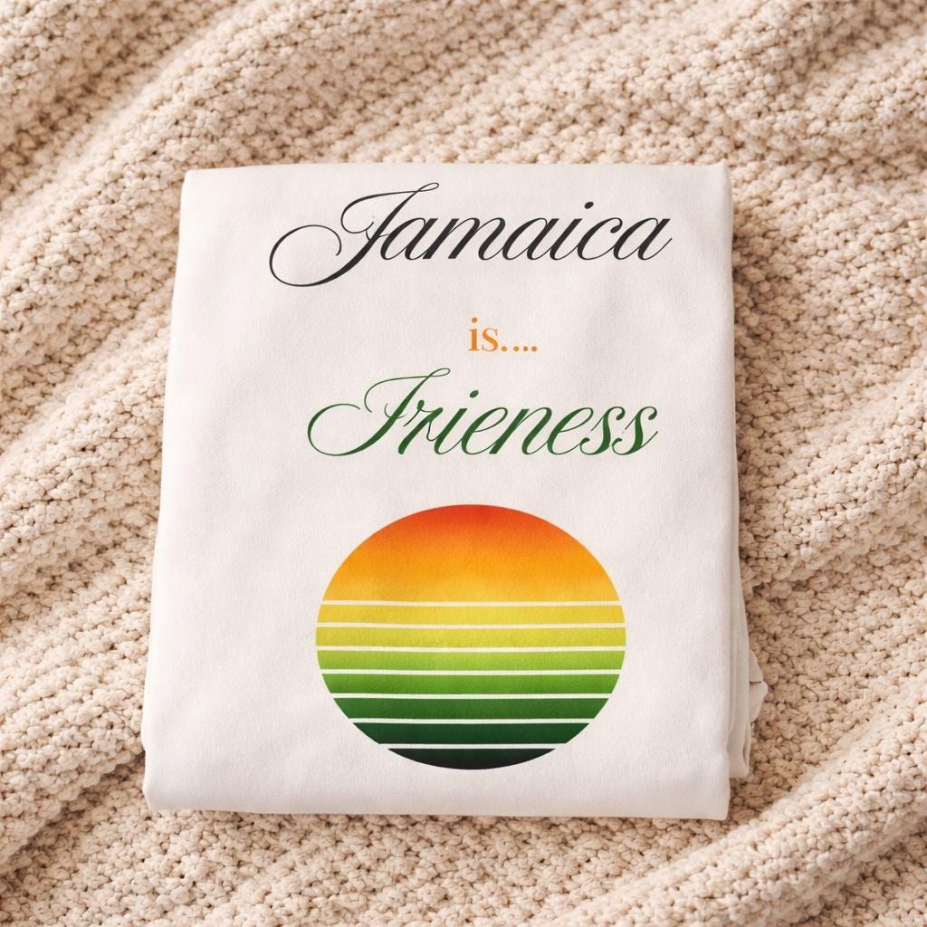 Jamaica Is Irieness Patois Vacation T-Shirt, Jamaican Vacation Top, Travel Souvenir Gift