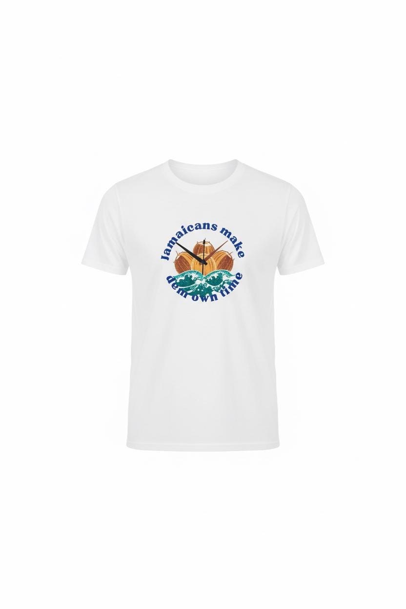 Jamaica Shirt, Time Shirt, Coconut Clock Design, Caribbean Vacation Top