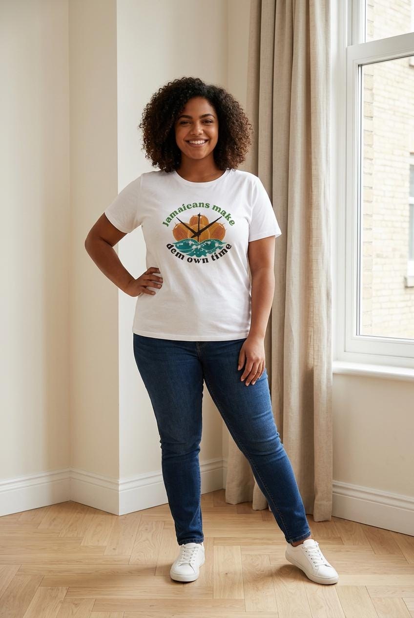Jamaica Shirt, Time Shirt, Coconut Clock Design, Caribbean Vacation Top, view 3